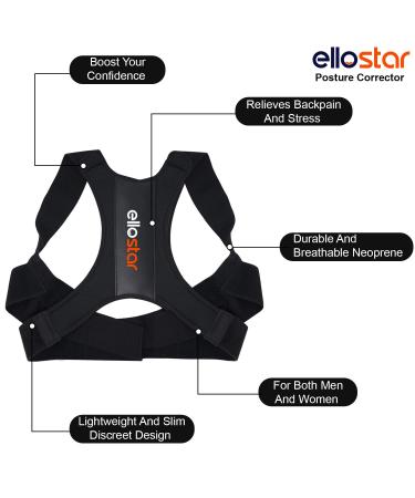 Ellostar Back Brace Posture Corrector for Women and Men - Large Size (33-39 Inch) - Lumbar Support, Shoulder and Back Straightener for Posture Improvement and Pain Relief - Buy Online on GoSupps.com