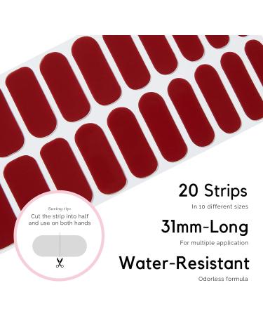 NAILOG Semi Cured Gel Nail Strips Extra Long Nail Polish Strips (20 Pieces) Long Lasting Semi Cured Nail Stickers with Soft Glossy Gel Finish Rouge Noir - Buy Online on GoSupps.com