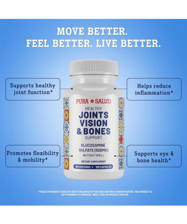 Basic Brands Pura Salud Pureflex Glucosamine Sulfate 500mg 120 Count (Pack of 1) 60 Count (Pack of 2) - Buy Online on GoSupps.com