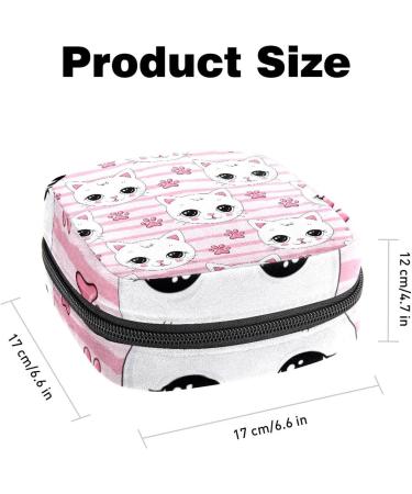 Cute Pink Cats Claw Stripe Pattern Sanitary Napkin Storage Bag - Portable Period Pouch for Women and Teens - Multi-Colored - Buy Online on GoSupps.com