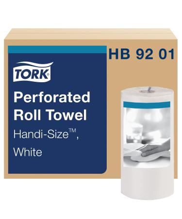 Tork Handi-Size Perforated Paper Towel, White, Universal, 2-Ply, Case of 30 Rolls, 120 per Roll, 3,600 Towels Small