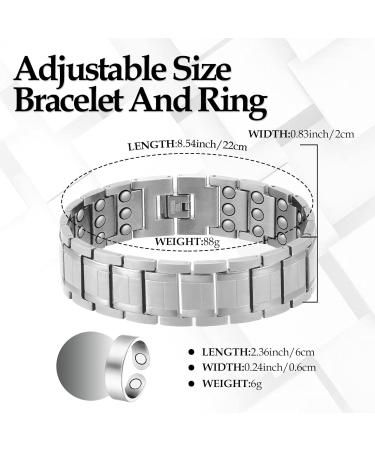 JECANORI Men Titan Stahl Magnetic Bracelet - Classic 3-Row Design 54 Strong Magnets (3500 Gauss) Adjustable Size with Tool & Gift Box - International Shipping Available - Buy Online on GoSupps.com