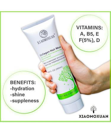 Xiaomoxuan Natural Plant-Based Collagen Hair Mask for Deep Conditioning and Repair - Moisturize Dry and Damaged Hair, Treat Split Ends, and Restore Hair Gloss - Buy Online on GoSupps.com