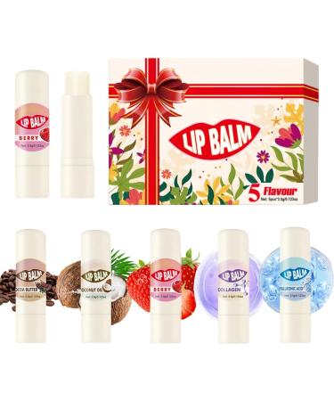 Viag Lip Balm Set | 5 Pieces Calming and Volumizing Lip Cream Emollient Balm for Moisturizing Polished Beauty Treatment Skin Protection Day and Night Care