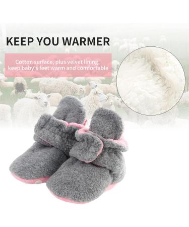 TMEOG Baby Booties Slippers | Infant First Walking Shoes | Winter Sock Crib Shoes for Boys Girls 0-18 Months | Light Grey Pink Furry | 6-12 Months - Buy Online on GoSupps.com