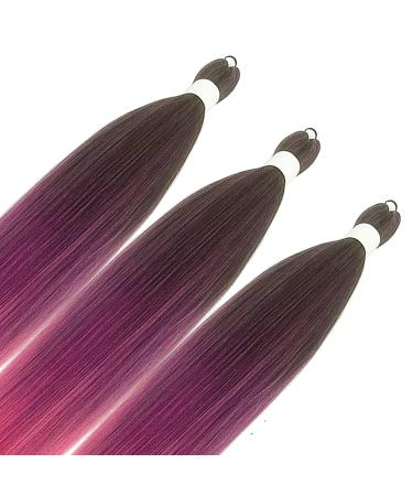 LDMY Pre-Stretched Braiding Hair Extensions - 8pcs Pack Purple Blue Pink Ombre - Colorful Synthetic Kanekalon Hair for Braids 90g Each - Buy Online on GoSupps.com
