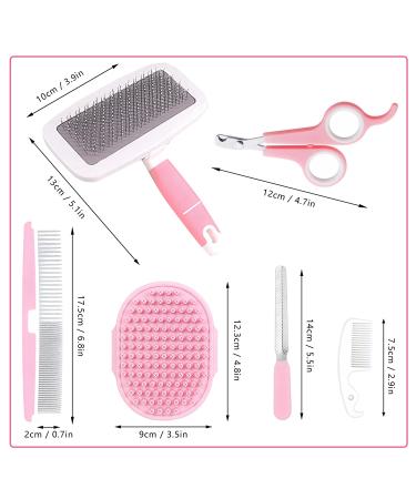 Crafterlife Small Animal Pet Grooming Kit - Shedding Slicker Brush, Massage Glove, Comb, Nail Clipper Trimmer - for Rabbit, Puppy, Kitten, Guinea Pig, Hamster, Ferret (Pink) - Buy Online on GoSupps.com