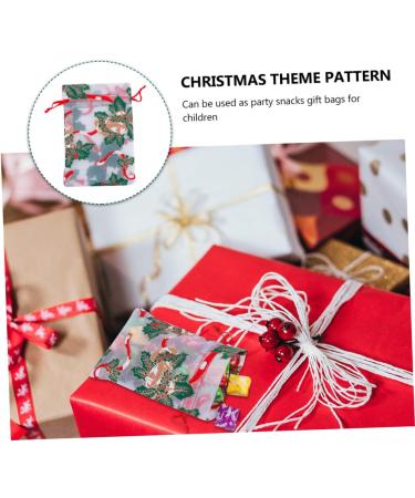 Anneome Clear Candy Bags 10pcs Christmas Bronzing Gauze Bag Clear Candy Bag Santa Snack Bags Drawstring Bag Calendar 20 17 4CM Assorted Color 3 - Buy Online on GoSupps.com