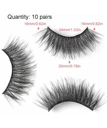 Eyelashes | 3D Lashes False Eyelashes 10-Pairs Faux Lashes Wispy Lashes Pack Dramatic Long Thick Volume Fake Eye Lash Puchen Y502 - Buy Online on GoSupps.com