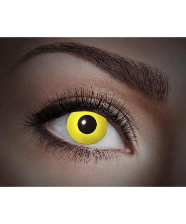 Eyecatcher 84027541-013 - Colored UV contact lenses 1 pair for 12 months neon yellow luminous carnival Mardi Gras Halloween