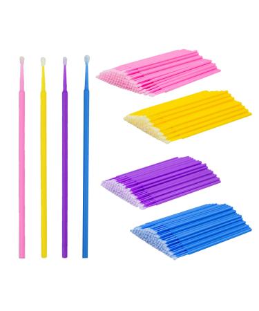 Surplex 400pcs Micro Applicator Brushes for Makeup Nail Art and Painting Clean small crevices (Purple+Blue+Pink+Yellow)