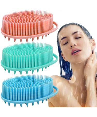 Silicone Body Brush Exfoliating Body Scrubber Silicone Body Scrubber Loofah Silicone Bath Brush Soft Exfoliating Body Bath Shower Scrubber Brush for Kids and Adults All Kinds of Skin -3 Pack