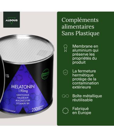 Melatonin 1.9 mg | 250 Capsules - 250 Nights | 5HTP Magnesium Valerian Vitamin B6 | Sleep Sleep Better | Insomnia | No Sweeteners or GMOs Plastic Free | Made in EU - Buy Online on GoSupps.com