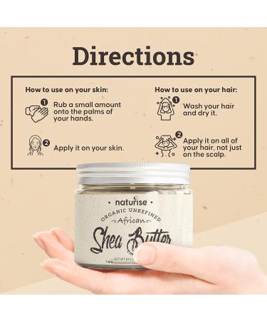 Naturise Organic Raw African Shea Butter - Pure Moisturizer for Skin & Hair, GMO-Free, 8 oz - Buy Online on GoSupps.com