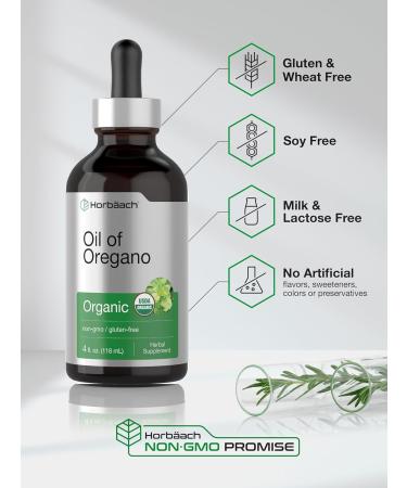 Horbaach Organic Oregano Oil Drops 4 fl oz | Vegan Liquid Extract | Non-GMO & Gluten Free Supplement - Buy Online on GoSupps.com