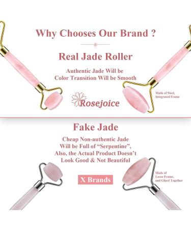 Rosejoice Pink Rose Quartz Jade Roller for Face - Handcrafted Facial Massager for Anti-Aging Skincare - Buy Online on GoSupps.com