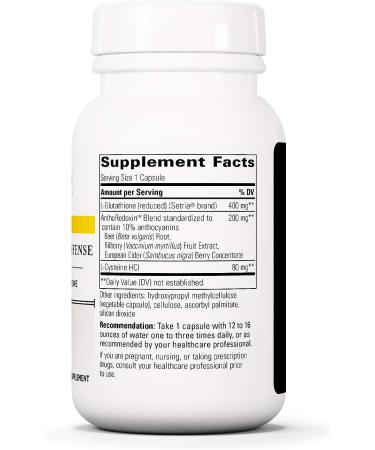 Integrative Therapeutics Glutathione Cell Defense Capsules - 400mg Reduced Glutathione with L-Cysteine, Anthocyanins, Elderberry Concentrate - 60 Capsules - Buy Online on GoSupps.com