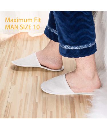 AQUEENLY Spa Slippers 24 Pairs - Velvet Closed Toe Disposable Non-Slip Slippers for Men and Women - Ideal for Hotel, Home, Guest Use - White - Buy Online on GoSupps.com