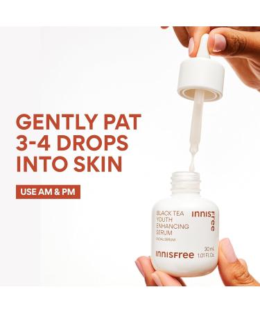 innisfree Black Tea Youth Serum Korean Anti-Aging Treatment with Niacinamide for Radiance Firm Skin Hydration and Visible Skin Renewal - Buy Online on GoSupps.com