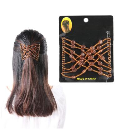 Elastic hair comb hair comb hair jewelry with pearl comb double elastic pearl with pearl and jewelry double disc for women accessories (6#) brown - Buy Online on GoSupps.com