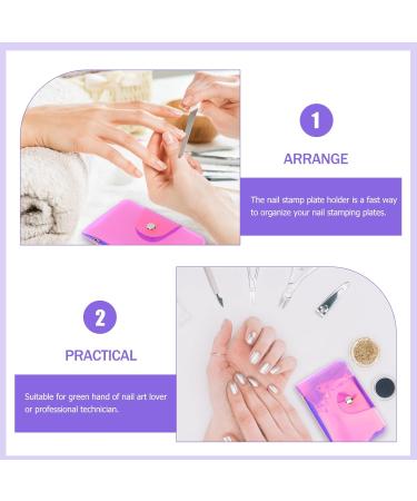 Lurrose Nail Art Card Holder Pocket | 19x14.5cm Stamp Template Organizer | Pink Nail Stencil & Pressure Plate Case for Nail Design - Buy Online on GoSupps.com