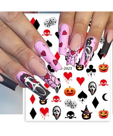 8 Sheets Halloween Ghost Skull Nail Art Stickers | 3D Gothic Punk Horror Designs for Women & Girls | Spooky Pumpkin Nail Art Supplies & Decoration - Buy Online on GoSupps.com