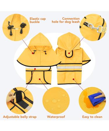 Adjustable Waterproof Dog Raincoat - Reflective Hooded Jacket for Large Dogs - Yellow - Buy Online on GoSupps.com