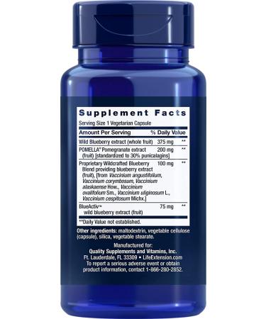 Life Extension Blueberry Extract & Pomegranate - 60 Vegetarian Capsules for Antioxidant Support - Buy Online on GoSupps.com