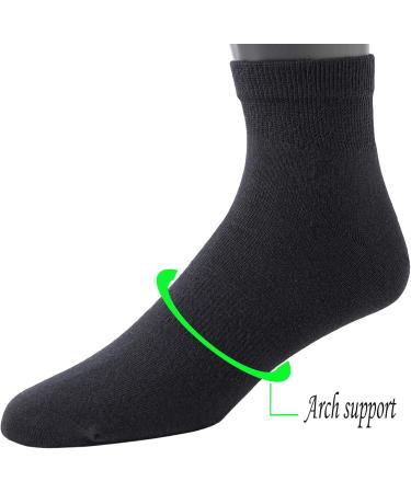 Yomandamor Men's Diabetic Socks 5-Pair Pack - Coolmax Ankle Socks with Arch Support, Size 10-13, Black - Buy Online on GoSupps.com