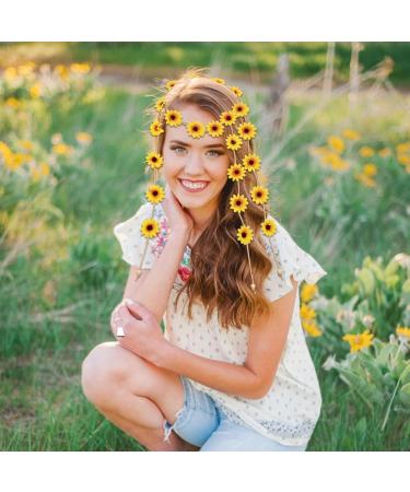 Sunflower Hair Accessories Sunflower Headband Floral Hippie Accessories Flower Wreath Hair for Carnival Wedding - Buy Online on GoSupps.com