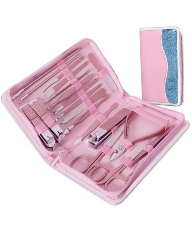 Andrea Manicure Set  Nail Clippers  20 Pieces Professional Nail Scissors Set  Portable Manicure Set  Foot Set  Nail Care Set  Travel Manicure Set with Leather Bag (Pink) - Buy Online on GoSupps.com