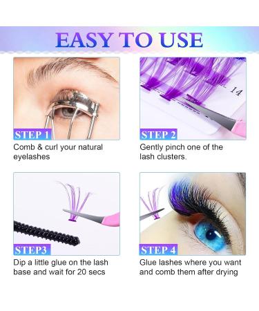 120 Colored Cluster Lash Extension Kit - DIY Home Application with Bond Seal & Applicator Tool - Buy Online on GoSupps.com