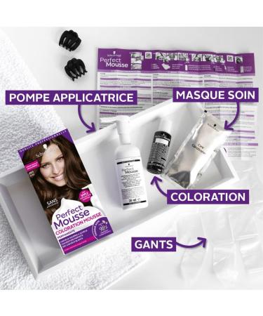 Schwarzkopf - Perfect Mousse - Hair Colour - Permanent Ammonia-Free Foam - 98% Natural Ingredients - Frosted Espresso 400 - Buy Online on GoSupps.com
