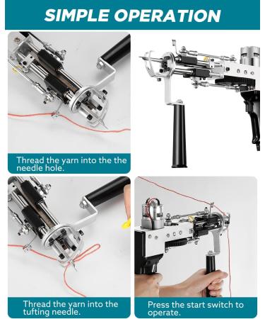Tufting Gun  Carpet Weaving Machine  2 in 1 Cut and Loop Pile Electric Tufting Gun  5-45 Stitches/s High Speed Rug Gun  4-19mm Adjustable Pile Height  Hand Tufting Gun for Handmade DIY Black - Buy Online on GoSupps.com