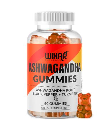 WIXAR NATURALS Ashwagandha Gummies with Turmeric and Black Pepper Extract - Herbal Gummy Supplement - 60 Gummies