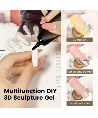  Bvizyelck Nail Sculpting Gel 3D Clear No-Wipe Glue 15ml for Decorative Rhinestones - UV Curing Gel for Home Travel Manicure Birthday Wedding - Buy Online on GoSupps.com
