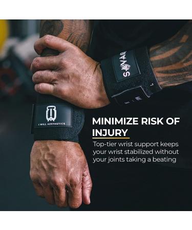 I WILL AESTHETICS No Thumb Loop Lifting Wrist Wraps - Tough Workout Support for Men and Women - Powerlifting and Weightlifting Essentials - Buy Online on GoSupps.com