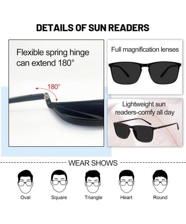 OCCI CHIARI Retro Oversized Reading Sunglasses Men | Stylish Full Lens Sun Readers 1.0 - 3.5 | Black 1.25 - International Shipping Available - Buy Online on GoSupps.com
