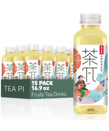 Tea PI Iced Tea Jasmine Green Tea Grapefruit Sweet Iced Fruit Tea Bottles Real Juice -16.9 fl oz 500mL 15 Pack