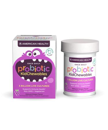 American Health Probiotic KidChewables Natural Grape Flavor 5 Billion Live Culture 30 Chewable Tablets