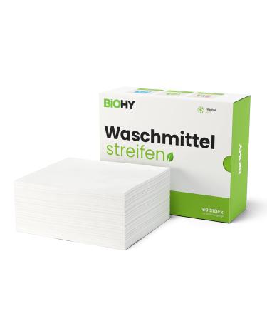 BiOHY Detergent Sheets (1 x 60 pieces) | Sustainable Travel Detergent | Multi-Use & Without Plastic | Biodegradable Washing Paper | Water-Soluble Detergent Strips for Washing Machines (Wasch Bl tter) 60 count (Pack of 1)