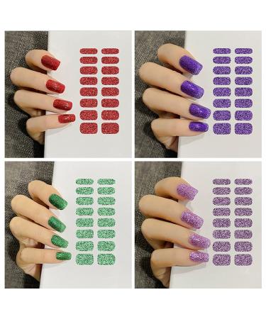 Glitter Nail Wraps - 12 Solid Color Nail Polish Strips for Women & Girls | Self-Adhesive Nail Art Decals - D21 - Buy Online on GoSupps.com