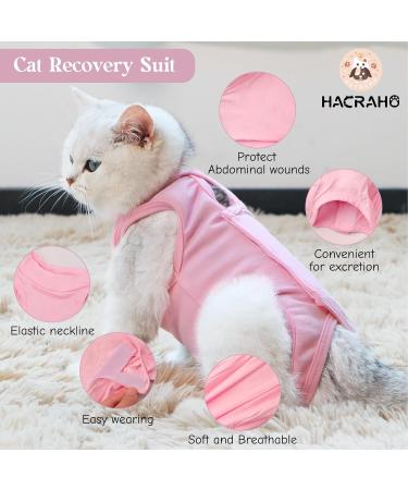 HACRAHO Cat Professional Recovery Suit 1 Pack Pink E-Collar Cat Wound Surgery Recovery Suit Soft Breathable Cat Recovery Clothes After Surgery Wear for Cats Kitten M M Pink - Buy Online on GoSupps.com