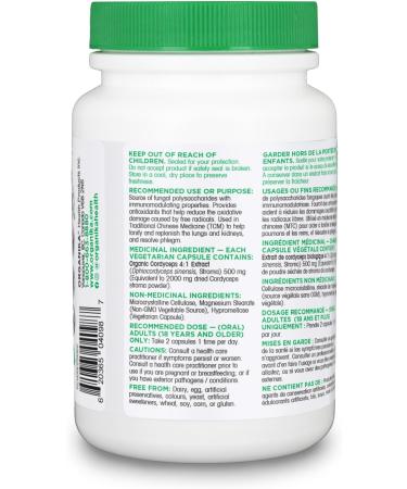 Organika Cordyceps Mushroom- Organic 500mg 4:1 Extract- Immune Support Antioxidant Support- 120vcaps - Buy Online on GoSupps.com
