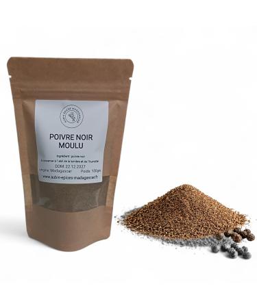 Poivre Noir Moulu - 100 grs - Epice Naturelle Premium - Arome Intense pour Cuisine et Assaisonnement - Poivre Frais et Aromatique