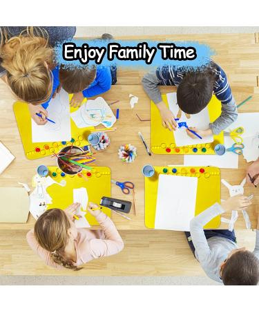 Silicone Painting Mat with Cleaning Cup and 11 Paint Holder - 20'' x 16.5'' Art Mat for Resin Casting, Painting, DIY - Yellow - Buy Online on GoSupps.com