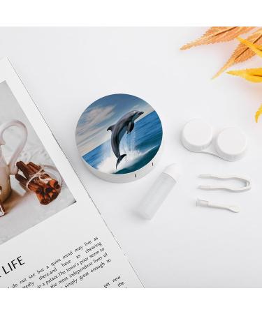 Jumping Dolphins Print Contact Lens Case - Plastic Lens Care & Travel Box | Durable & Stylish - Buy Online on GoSupps.com