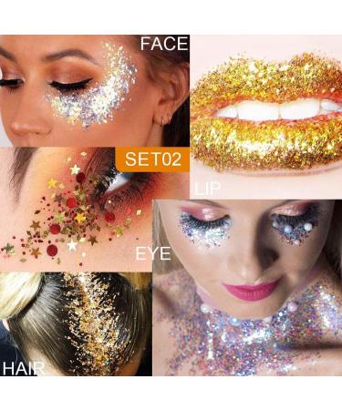 Shop 6 Colors Holographic Face Body Glitter Gel Perfect for Concerts Festivals & Mermaid Makeup Orange Gold Silver White Pink Sequins Face Paint for Women - Buy Online on GoSupps.com
