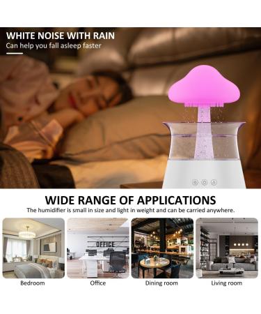 Cloud Rain Humidifier with Remote Control - 7 Color Changing Lights & Fountain Water Drop Sound - Essential Oil Diffuser for Home, Office, Bedside - White - Buy Online on GoSupps.com
