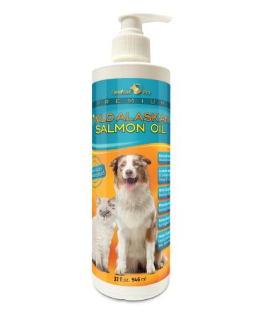 TerraMax Pro Premium Wild Alaskan Salmon Oil for Dogs and Cats All-Natural Omega-3 Food Supplement Over 15 Omega's EPA - DHA Fatty Acids Natural Astaxanthin - Vitamin D! 32 Fl. Oz.